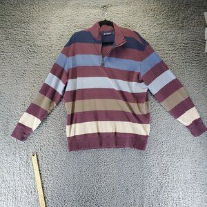 CREMIEUX Shirt Mens XL Multicolor Striped Cotton Pullover Quarter-Zip Sweatshirt
